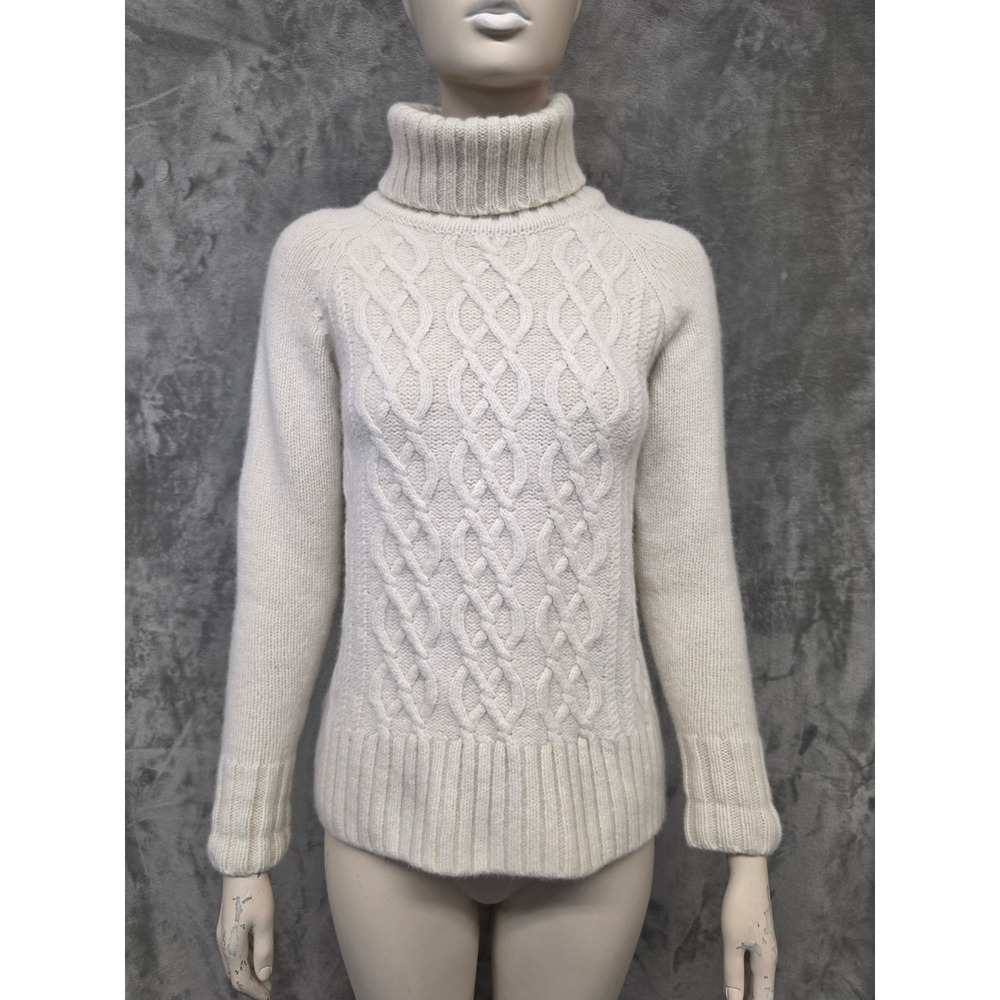 Fjallraven Ovik Cable Knit Roller Neck W Wool Sweater Cream White 84793 XS